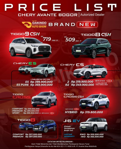 Pricelist Harga Chery saguling 2025